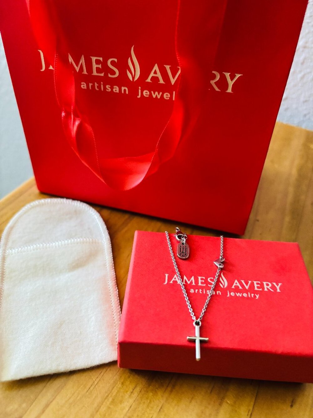 James Avery "Faith and Love" necklace sterling silver cross heart 17 inches